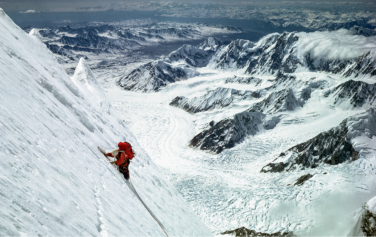 George Lowe on the Knife-Edge Ridge of the Infinite Spur. [Photo] Michael Kennedy