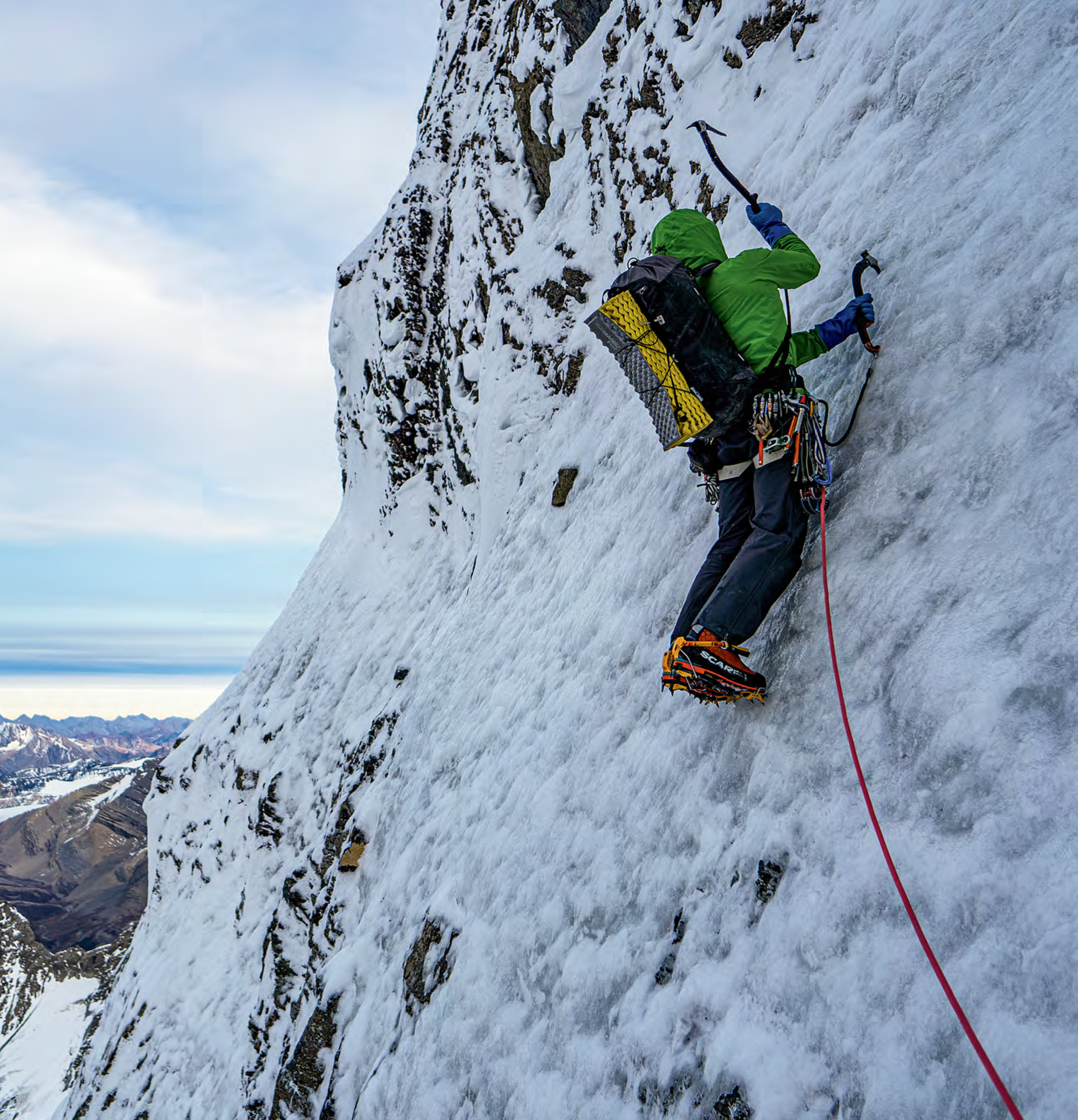 Berman heading toward the steeper mixed climbing on one of the upper pitches. [Photo] Uisdean Hawthorn