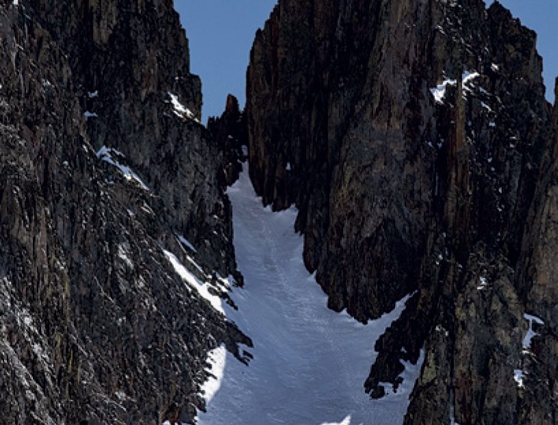 Aaron Mike before the couloir he skied on Dibee Nitsaa, Dinetah, with fellow Dine/Navajo mountaineer Len Necefer. [Photo] Isaiah Branch-Boyle
