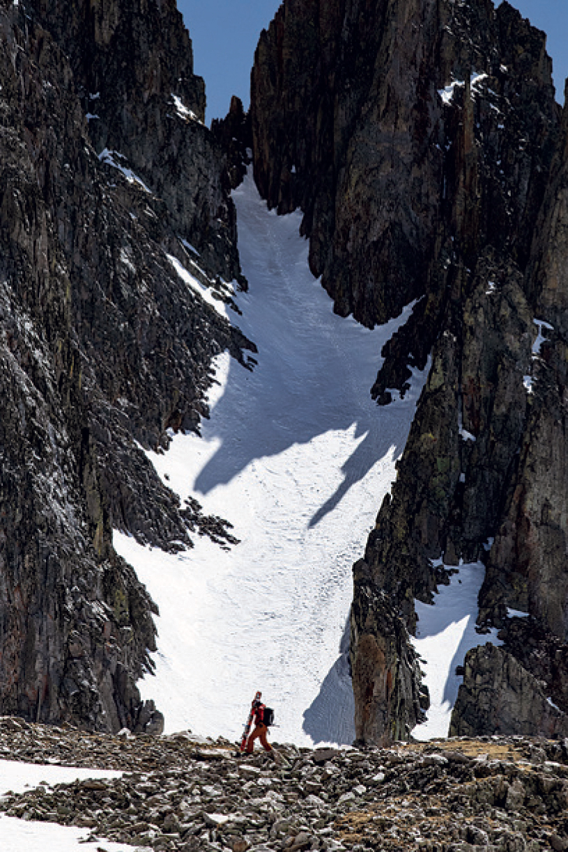 Aaron Mike before the couloir he skied on Dibee Nitsaa, Dinetah, with fellow Dine/Navajo mountaineer Len Necefer. [Photo] Isaiah Branch-Boyle