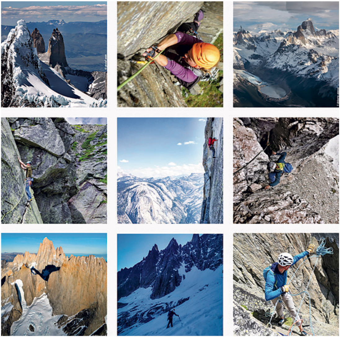A screenshot of images from Instagram: #myalpinelesson, a hashtag launched to encourage climbers to share stories of their accidents and close calls to help others improve their risk management skills. [Images] Instagram, #myalpinelesson