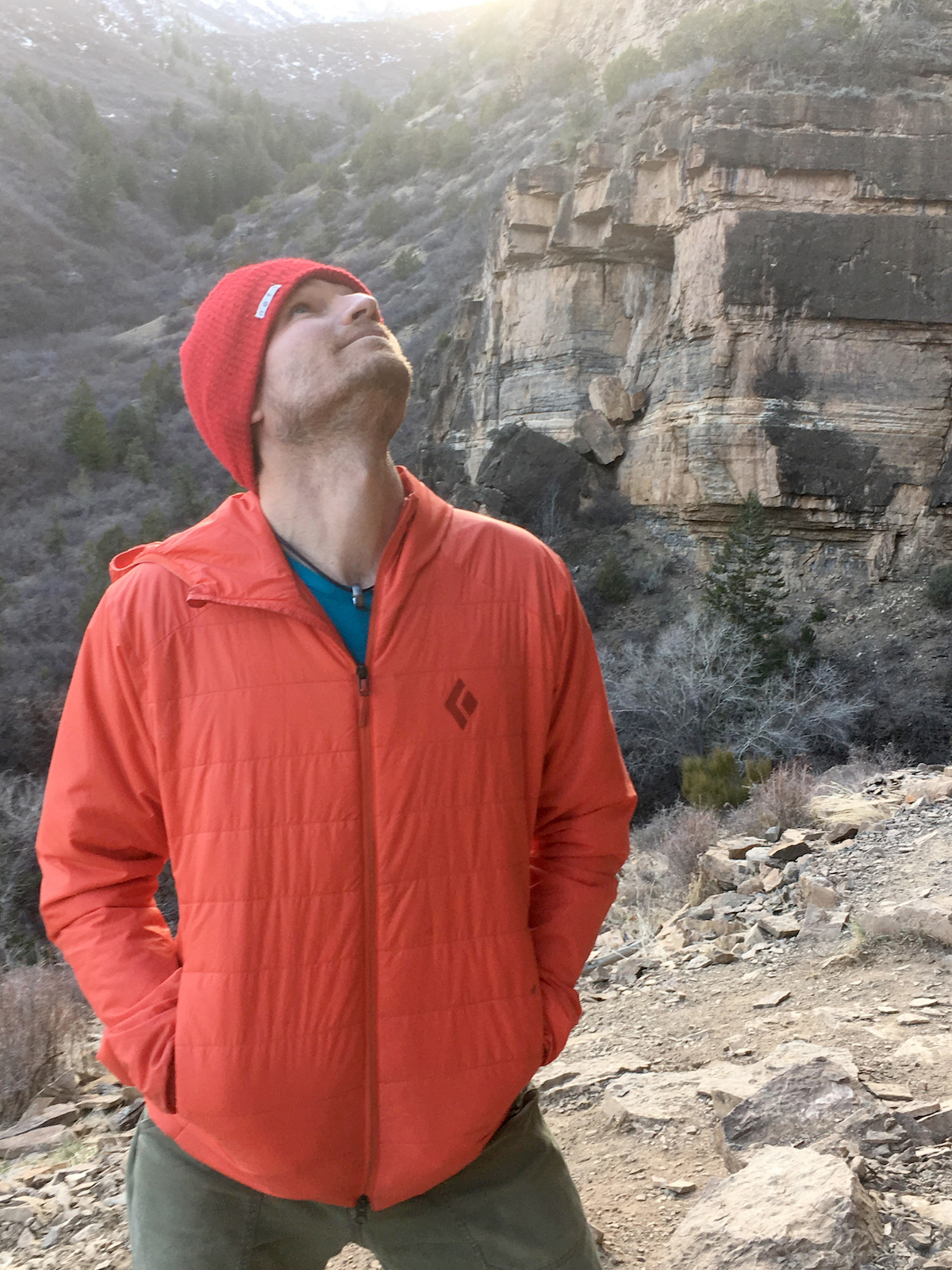 The Black Diamond Access Hoody keeps Derek Franz comfortable between climbs at Main Elk, Colorado, in early March. [Photo] Mandi Franz