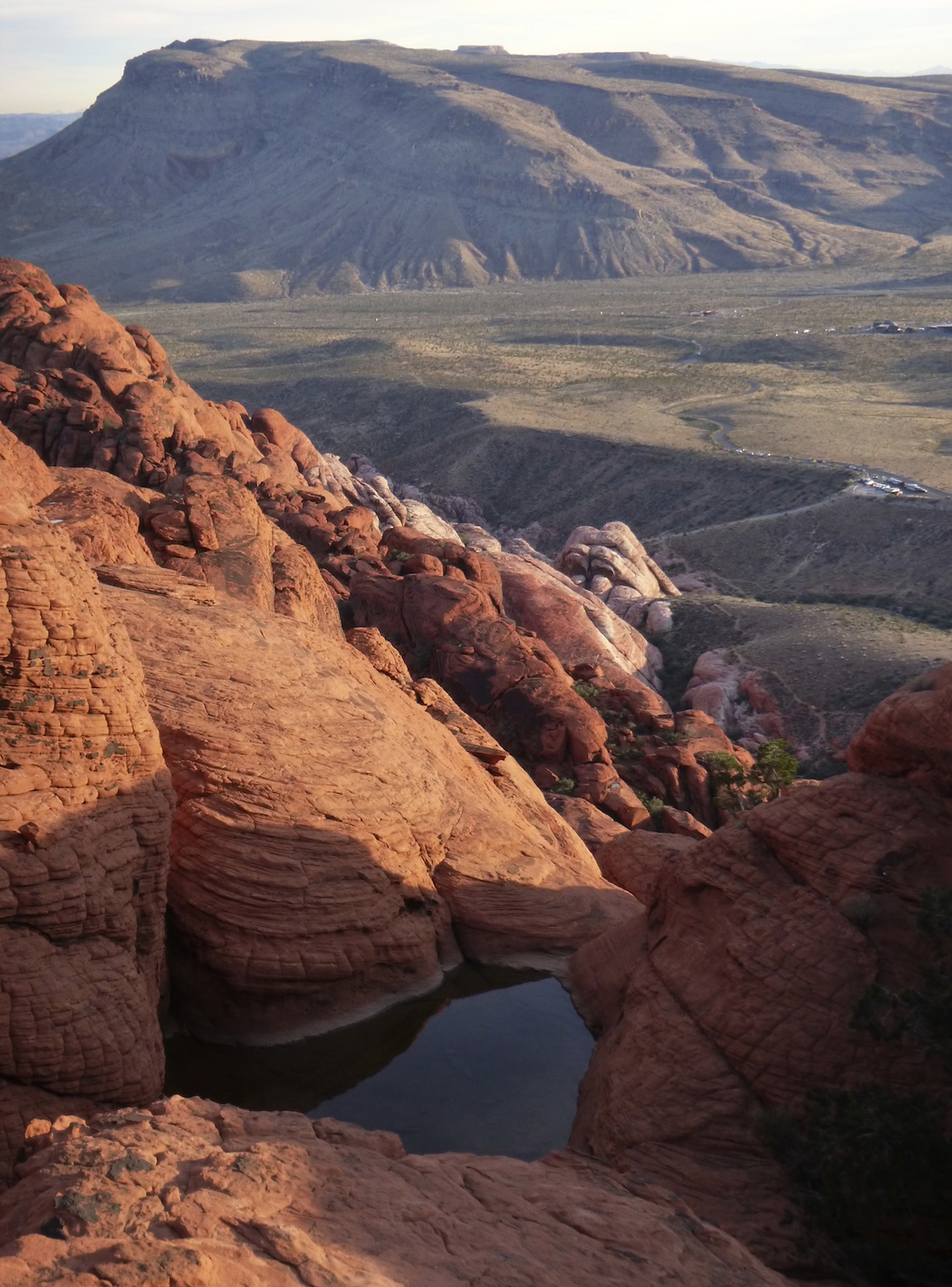 Blue Diamond Hill, where the development is proposed, is pictured here looking south from atop The Great Red Book formation in the Calico Hills of Red Rock National Conservation Area. [Photo] Derek Franz