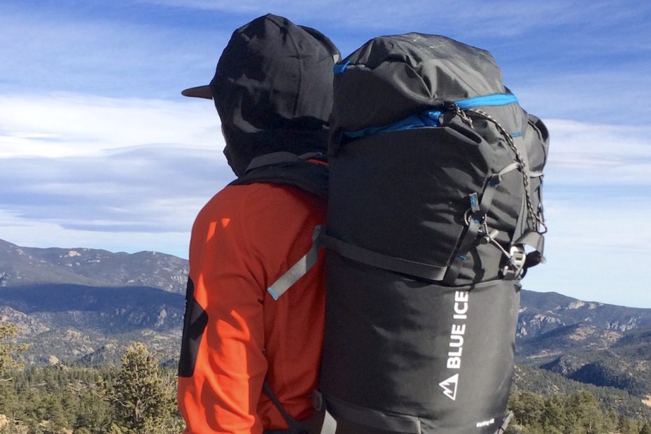 Mike Lewis carrying the Blue Ice Warthog 40L pack in Rocky Mountain National Park, Colorado. [Photo] Chris Wood