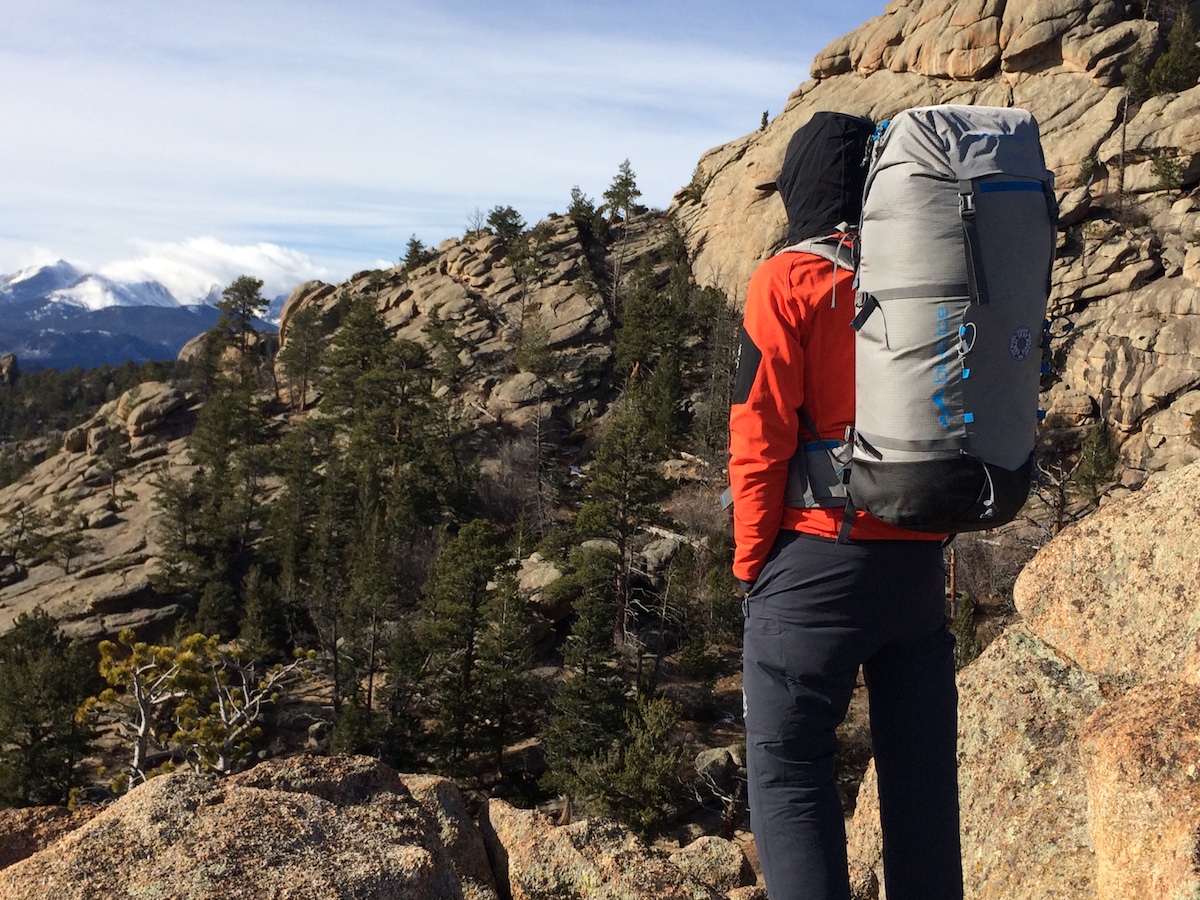 The author with the Blue Ice Yeti 50L backpack in Rocky Mountain National Park, Colorado. [Photo] Chris Wood