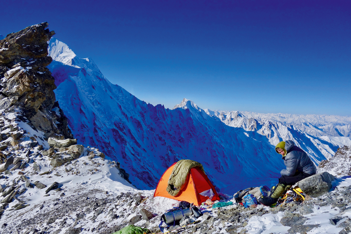 Mackiewicz at the col linking the Diamir Valley to the Diama glacier. [Photo] Courtesy Vertebrate Publishing