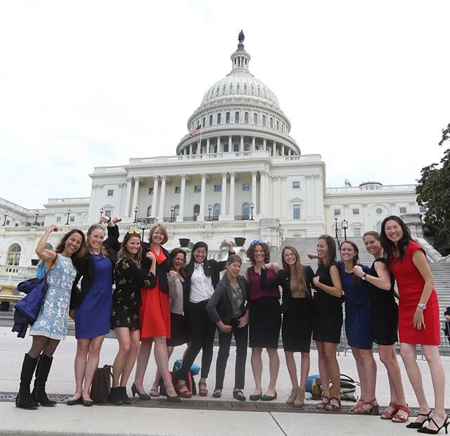 Climber representatives pose in front of the nation's capital in Washington, DC, last year during the Access Fund and American Alpine Club's third annual Climb the Hill event, which included more than 60 delegates. [Photo] Stephen Gosling