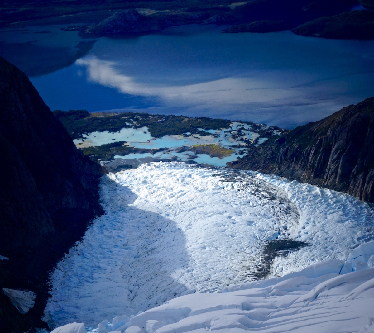 Looking down into the Fiordo de los Montanas. [Photo] Whitney Clark