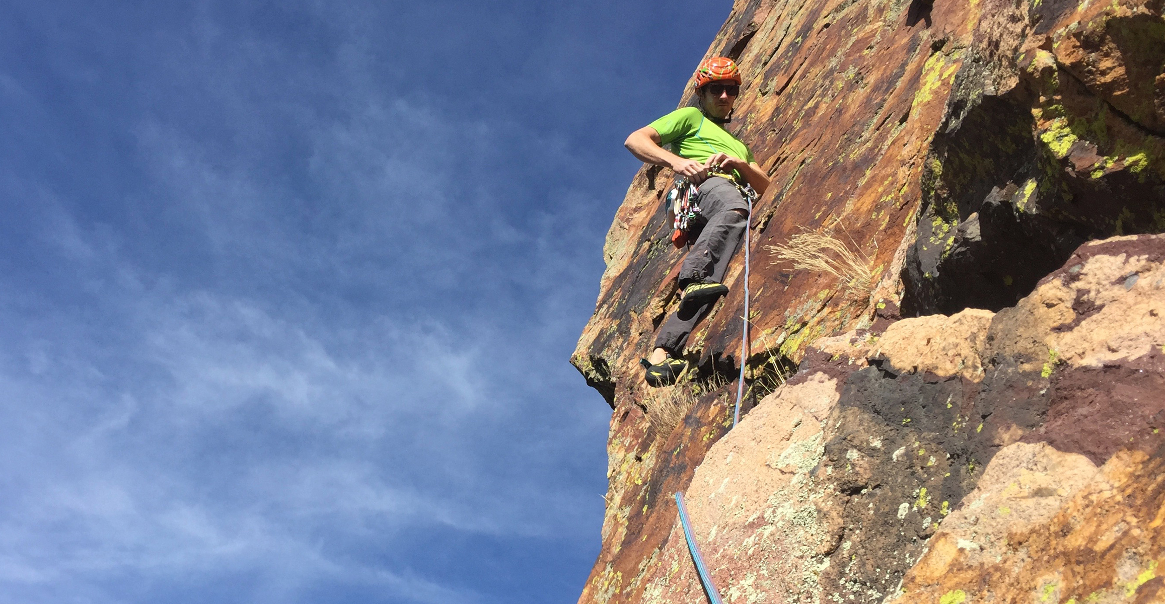 Scott Bennett climbs the Astroman of Eldo, a link-up of Super Arete, Doub-Griffith and Mellow Yellow--five consecutive pitches of 5.11 trad. Here Bennett is on a 12a direct finish to Doub-Griffith. [Photo] Chris Van Leuven