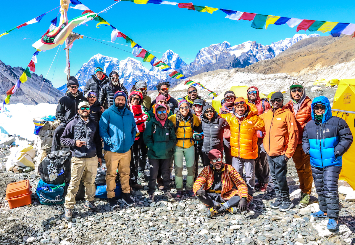 The Full Circle Everest expedition. Expedition leader Phil Henderson is third from left in the back row. [Photo] James Edward Mills