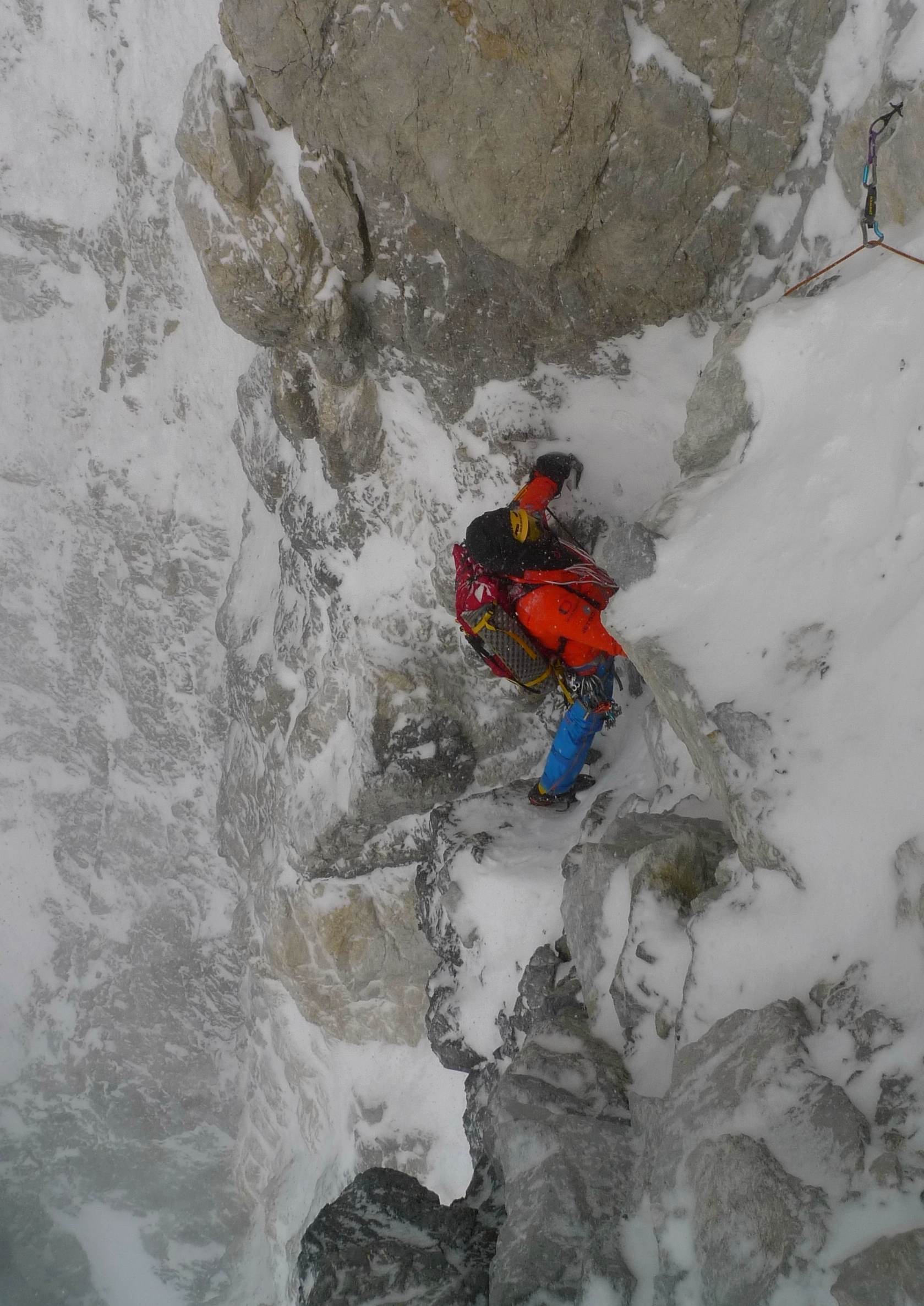 Zdenek Hak during the successful ascent of Satisfaction! (ED+ WI5+ M7, 2600m) on Gasherbrum I (8068m). [Photo] Marek Holecek