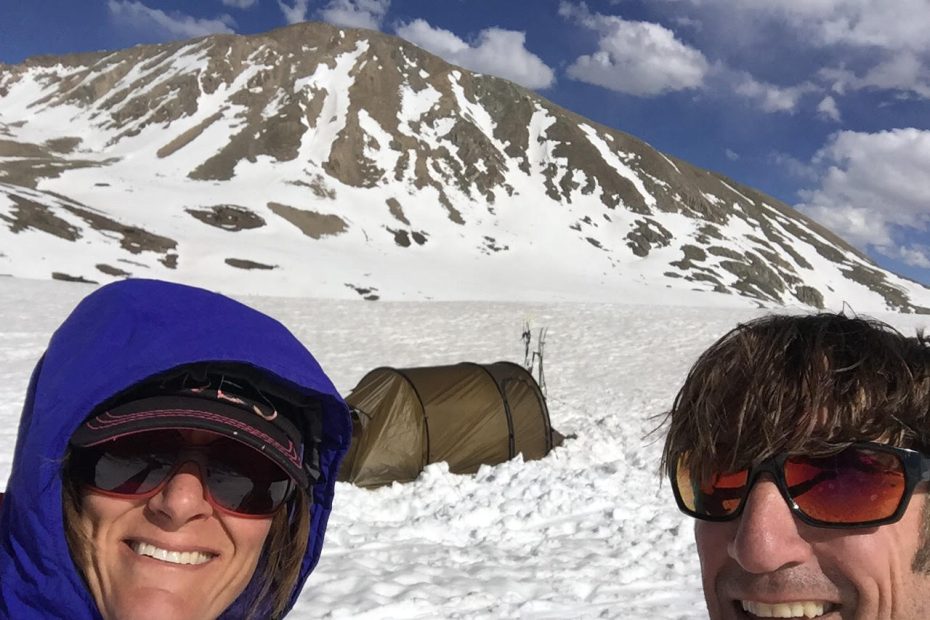 The author and her husband with the Hilleberg Nammatj 2 GT on a backcountry ski trip in Colorado. [Photo] Mary Harlan