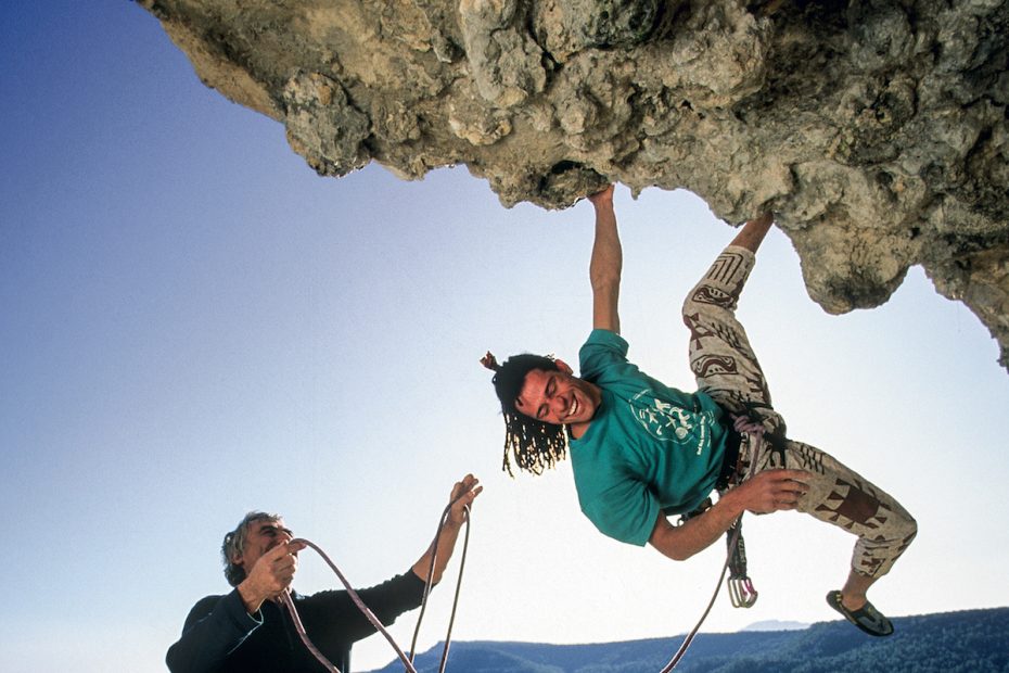 Hugues Beauzile and Lucien Lulu Berardini climbing at the crag they helped develop in Claret, France. [Photo] Pascal Tournaire