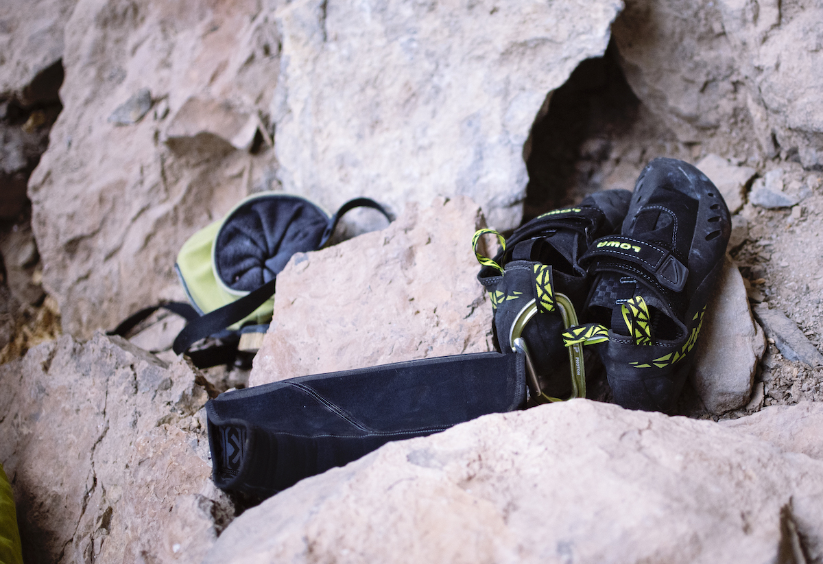 The Lowa Rocket design features ample rubber over the top of the shoe for toe hooking. [Photo] Karissa Frye