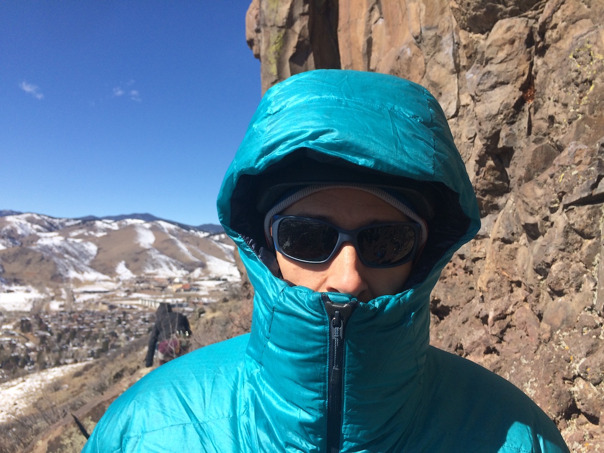 The hood on the Phantom easily fits over a helmet and has plenty of space for breathing. [Photo] Catherine Houston