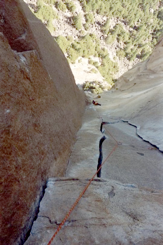 Arne following the Changing Corners pitch on Astroman. [Photo] Derek Franz