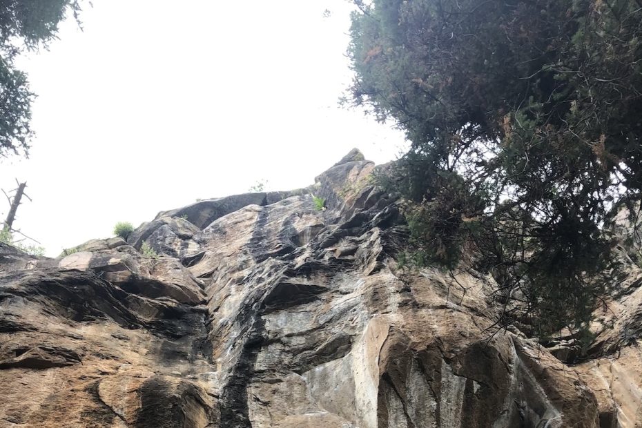 Chris Kalman climbing Up In Smoke (5.12) at The Peaks Crag in Flagstaff, Arizona. The pitch has a little bit of everything, from thin face, to stemming, to corner crack climbing, and even some delicate toe-tapping through a panel of small shallow pockets. The Scarpa Maestro excelled on all counts. [Photo] James Q Martin