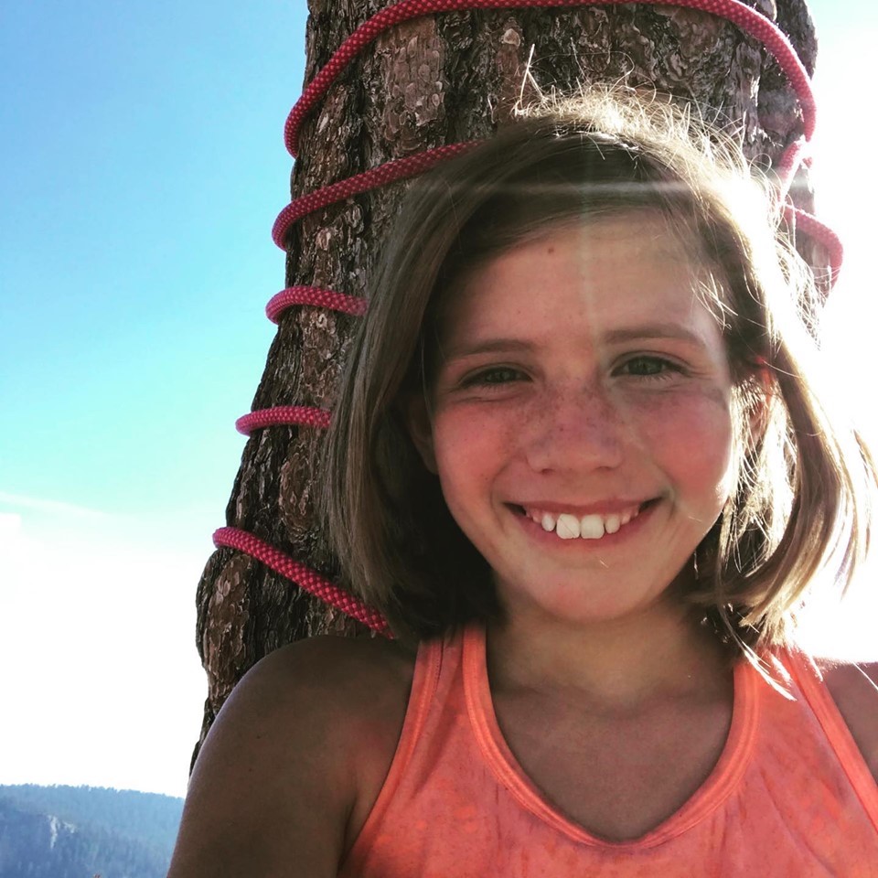 Selah takes a selfie in front of the famous tree on top of the Nose. [Photo] Schneiter family collection