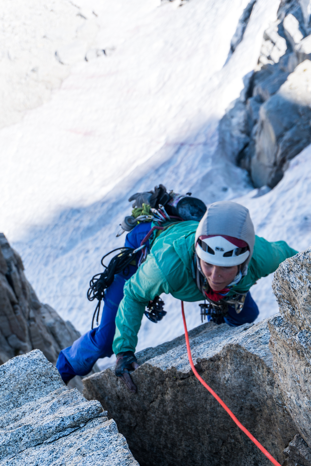 Whitney follows the crux pitch of Only Cheese on the North face of Francis Farquhar. [Photo] Tad McCrea