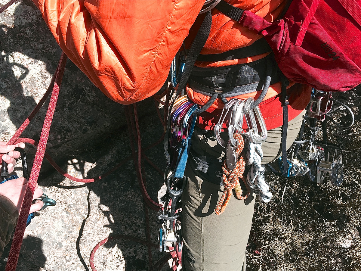 The author guiding Pear Buttress (5.8), Lumpy Ridge, Colorado. [Photo] Jon Feder