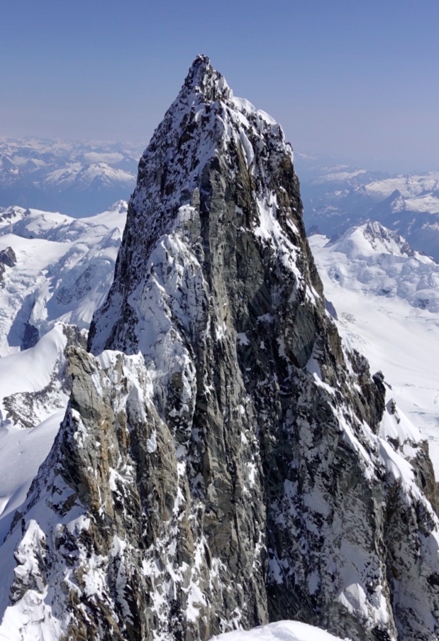 The 200-meter-high summit tower of Mt. Waddington. [Photo] Simon Richardson